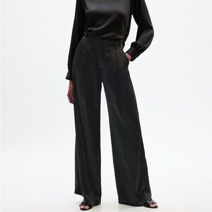 GAP | High Rise Pleated Satin Wide-Leg Trousers